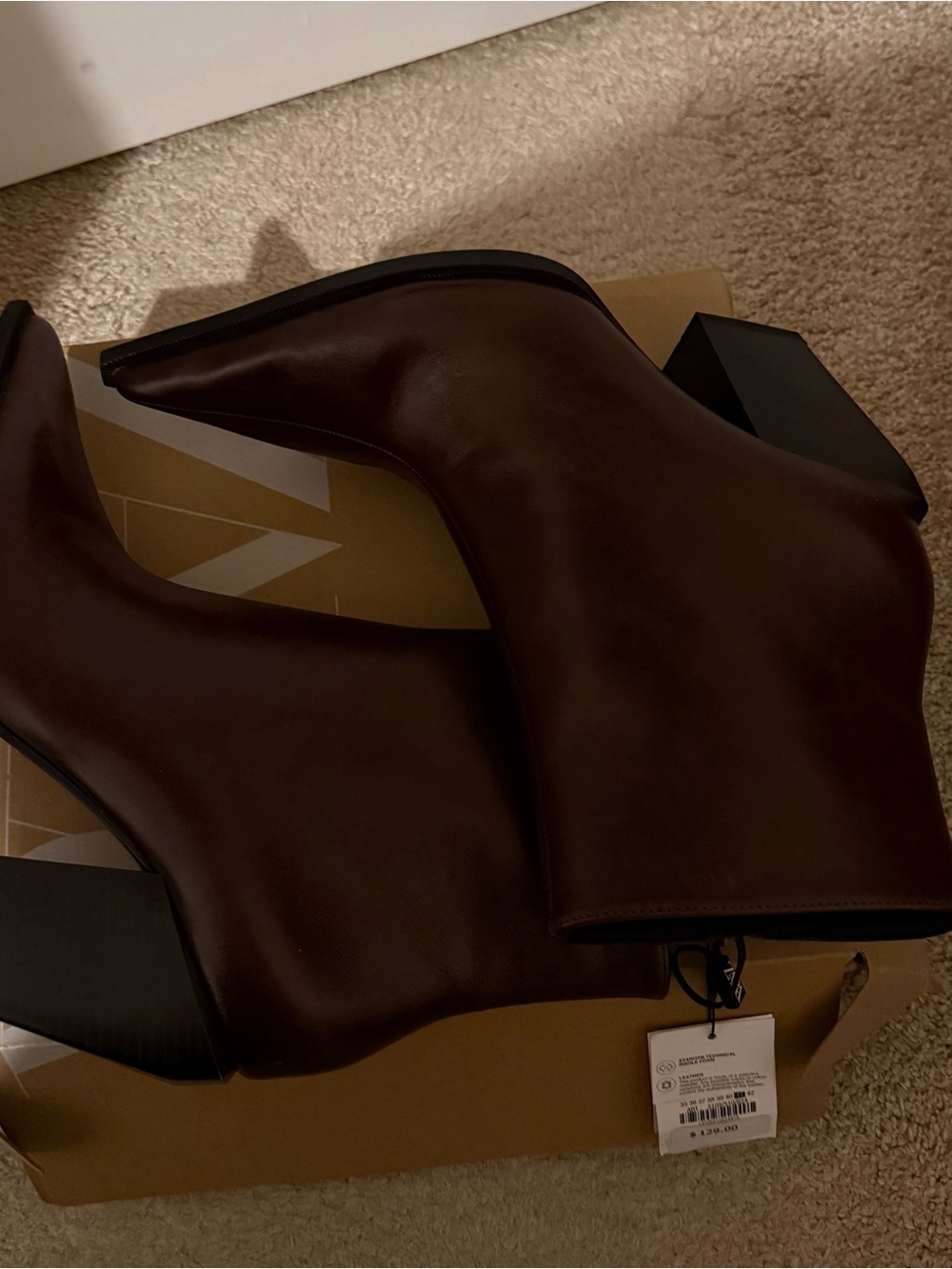 Zara leather heeled ankle boots